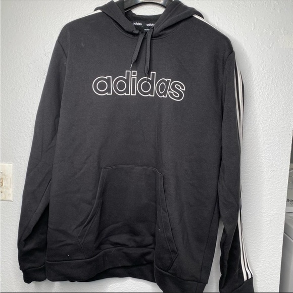 Adidas Black 3 Stripe Pullover Sweatshirt Unisex - Picture 2 of 8